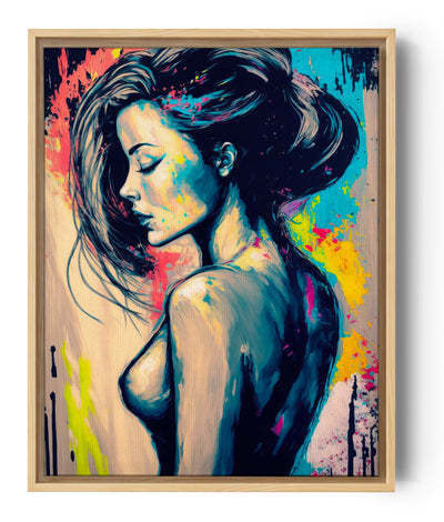Kleurrijk schilderij naakte vrouw sensueel elegant modern