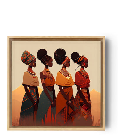 Minimalist African tribe women illustration, concept art canvas wall art