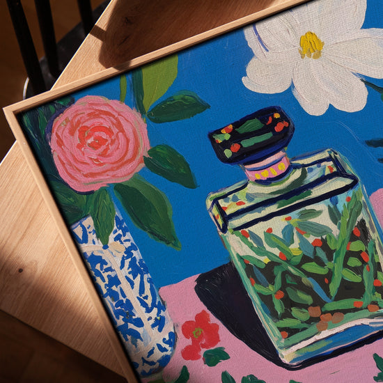 Parfum et fleurs colorées tableau pour salle à manger scandinave