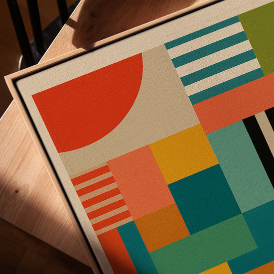 Bauhaus geometric canvas wall art for Scandinavian living room decor