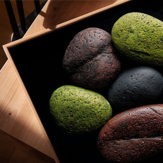 Colorful pebbles wall art for a Scandinavian living room
