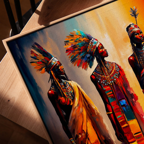 African Maasai warrior women canvas wall art, minimalist living room decor