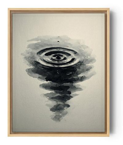 Minimalistisches Wandbild mit Aquarell-Welleneffekt in Schwarz-Weiß, beruhigende Zen-Atmosphäre