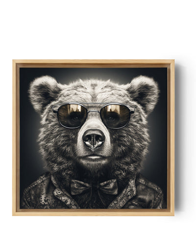 fotografía de animales divertidos de un oso fashion con gafas