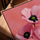 Pink poppies impasto wall art for the living room, with a golden oak frame