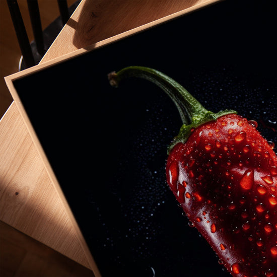 Piment rouge gouttelettes tableau pour cuisine minimaliste