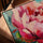 Colorful peony floral canvas for living room, framed in golden oak