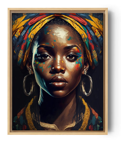Pop art portrait wall art celebrating the beauty of a Black woman