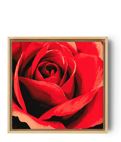 Tableau mural en gros plan d'une rose rouge stylisée, ambiance romantique et artistique