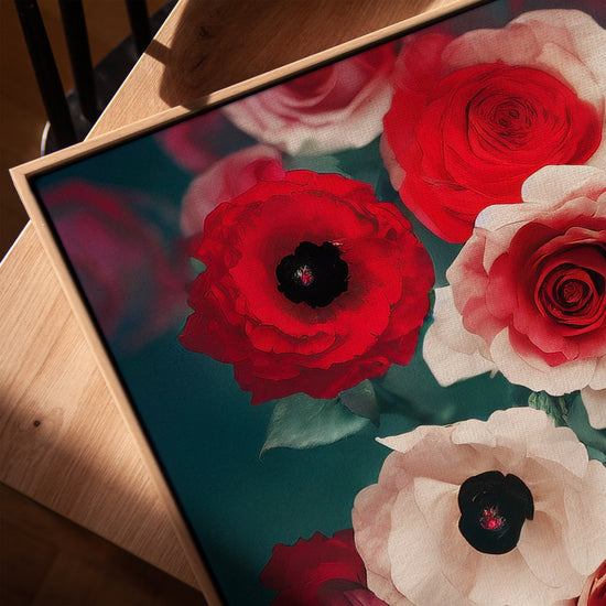 Roses rouges et blanches toile décorative pour salon minimaliste