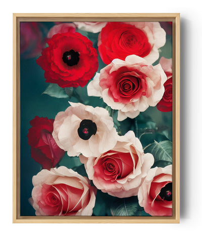 Tableau décoratif, une ode à la beauté et à l'émotion que suscitent les roses, symboles intemporels d'amour. Les roses rouges symbolisent la passion, tandis que les roses blanches représentent pureté et innocence. Dessinées avec délicatesse et aux couleurs vives