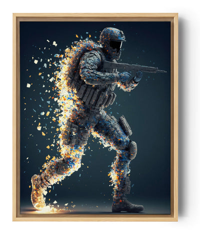 Tableau call of duty, soldat Voxel, lumineux et coloré