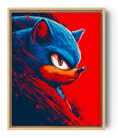 tableau Sonic, bleu et rouge, décoration garçon, super héros.