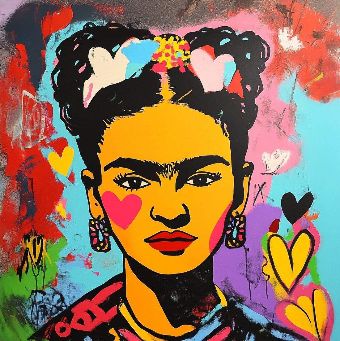 Frida Kahlo Canvas Print - Colorful Street Art