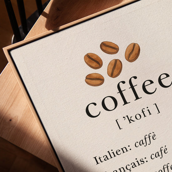 Typographie café multilingue tableau décoratif pour cuisine minimaliste