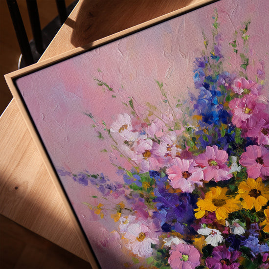Toile bouquet floral impressionniste pour salle à manger minimaliste