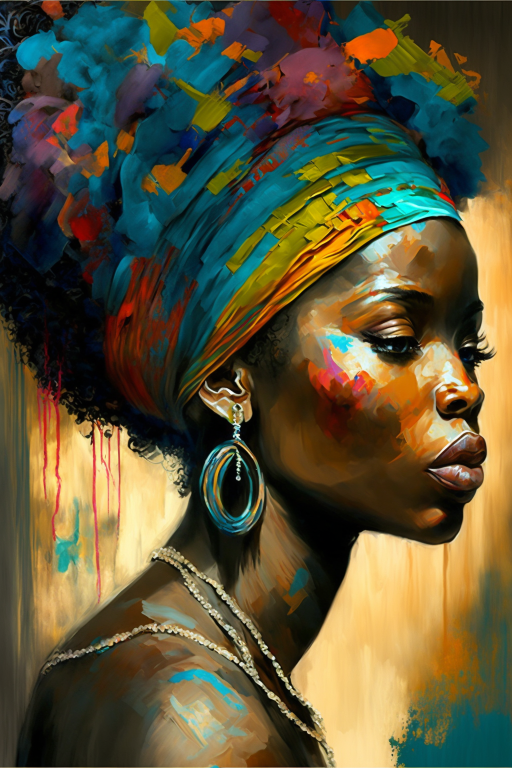Surinamese Woman Canvas Wall Art - Turban Radiance