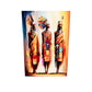 tableau plexi grand format, guerrières africaines Masai, couleurs chaudes et lumineuses