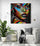 modern painting living room street art Black woman, graffiti with primary colors