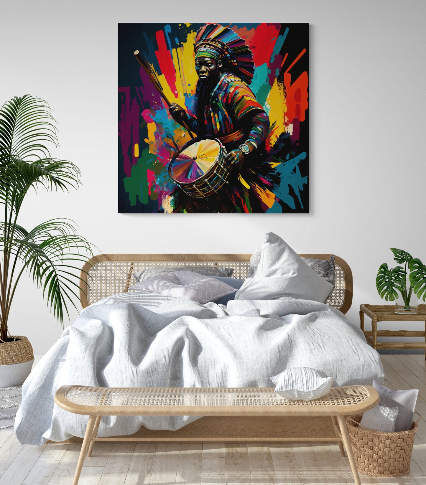 tableau mural pour chambre adulte avec musicien africain