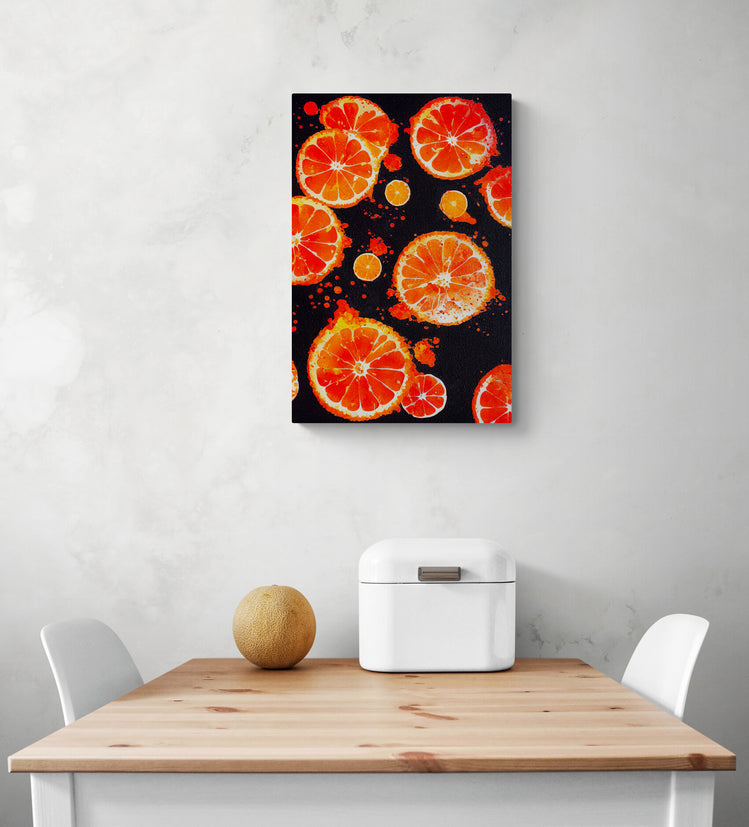 tableau cuisine avec des tranches d'oranges