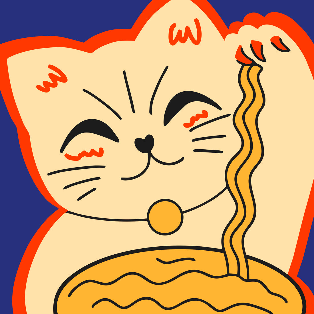 Japanese Maneki Neko Lucky Cat Wall Art
