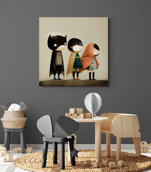 Kids superhero art print, minimalist wall canvas