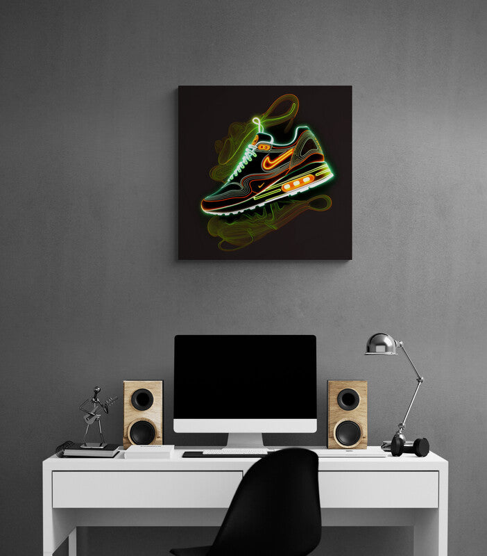Tableau decoration de la chaussure Nike Air Max en néon pour chambre