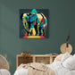 Tableau decoration elephant pop art, coloré et aux formes géométriques