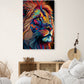 Tableau mural Pop art le lion pour chambre, très coloré