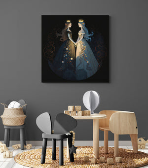 Queen canvas for girl's room, Queen of Day and Queen of Night in harmony