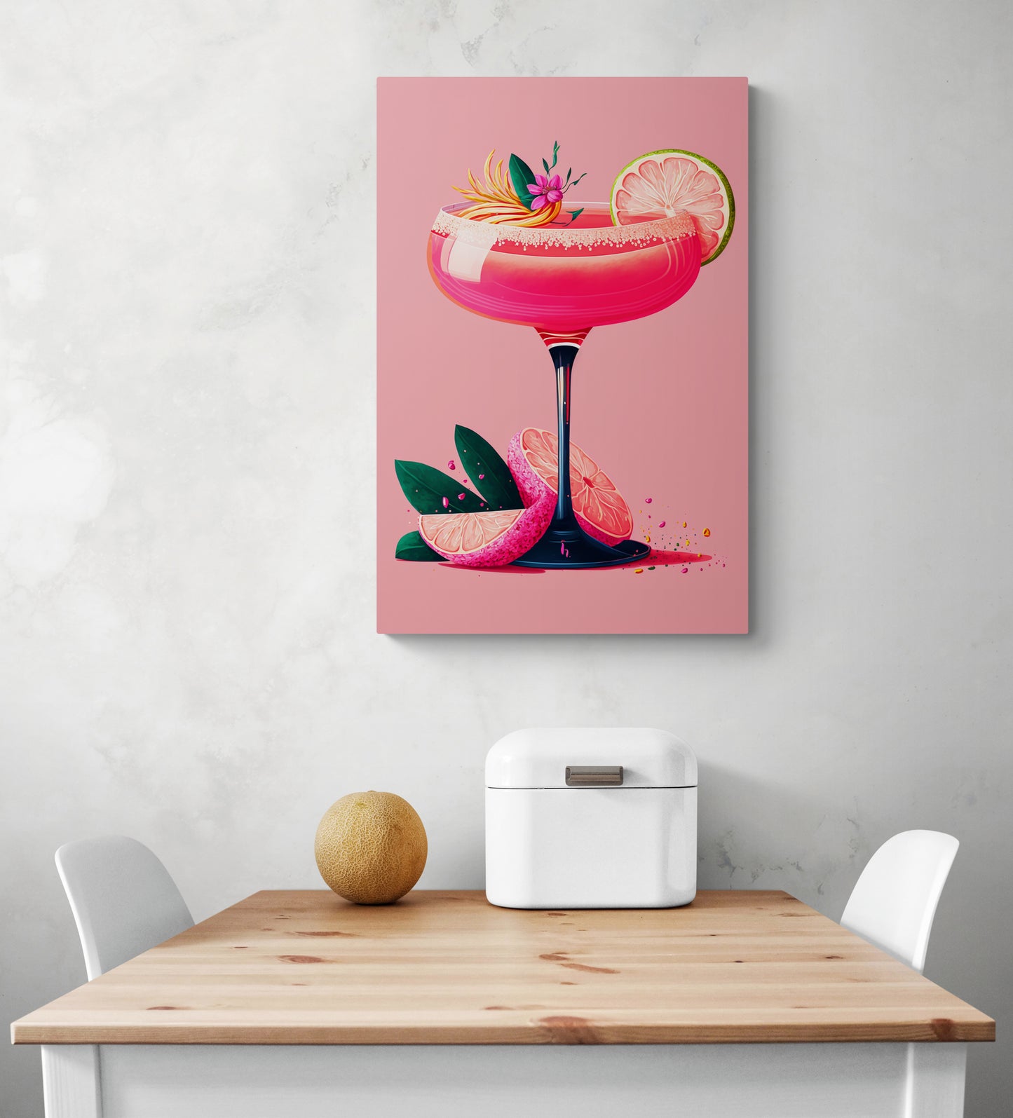 tableau de cuisine moderne cocktail scandinave rose