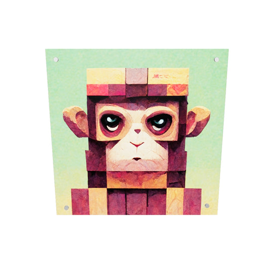 Tableau en polexiglas d'un singe swag au design Minecraft