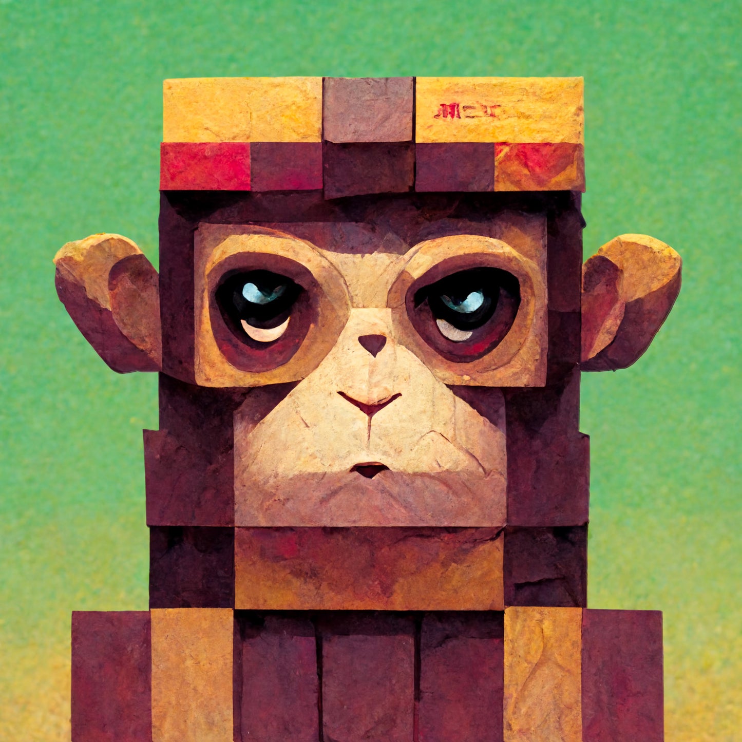 Tableau de déco singe swag au design Minecraft