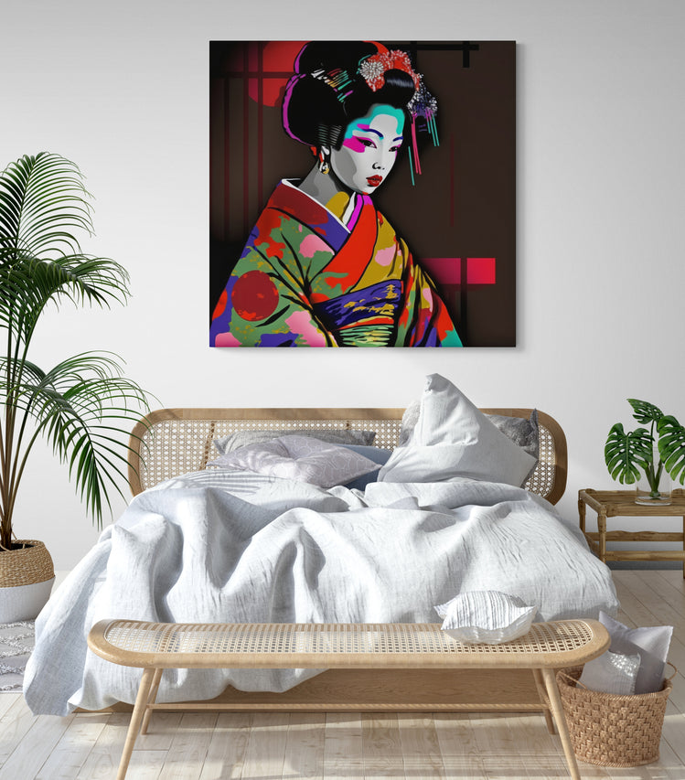 tableau chambre adulte geisha pop art