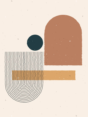 a Scandinavian geometric canvas art with soft shapes and pastel colors