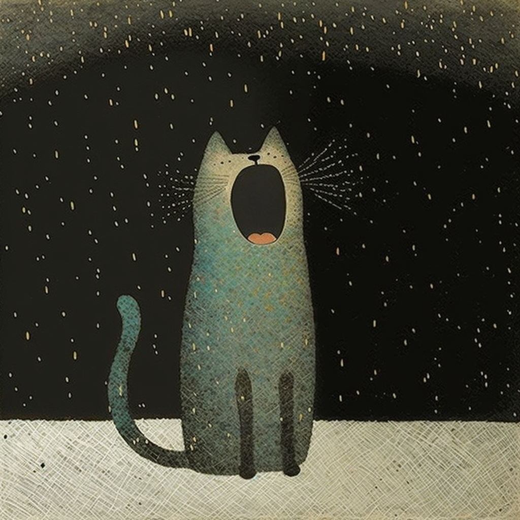 Tableau moderne Chat rêveur - Neige féerique