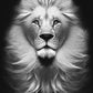 toile lion, portrait roi des animaux hyperréaliste noir et blanc