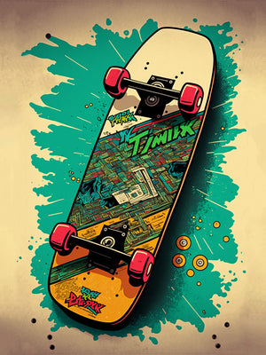 skateboard wall art teen room decor