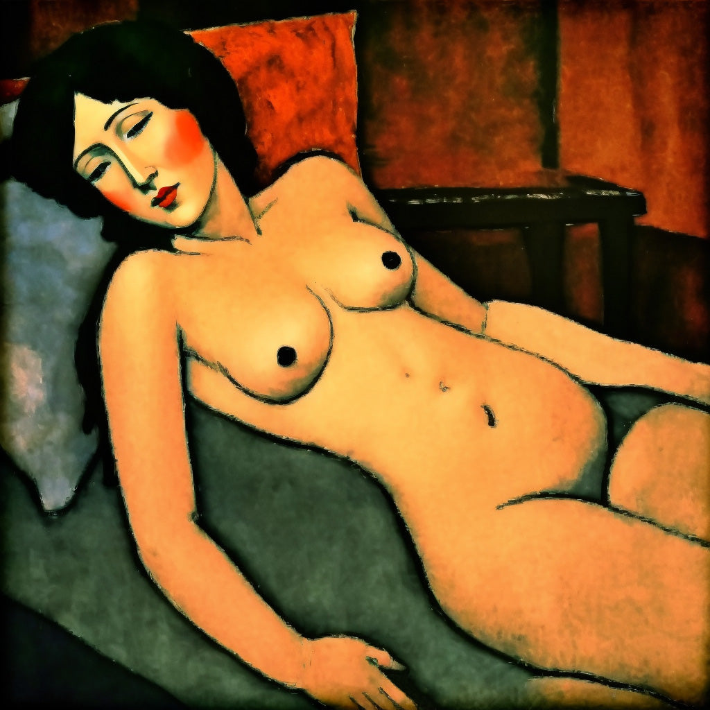 Toile contemporaine Nu féminin - Muse allongée