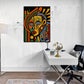tableau décoration bureau, Art ethnique africain, formes géométriques, coloré.