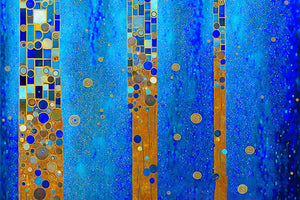 Tableau abstrait bleu et or selon Gustav Klimt