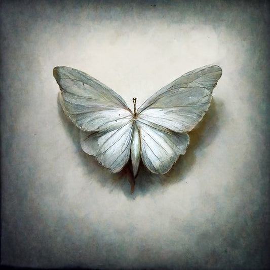 Tableau avec un magnifique papillon blanc sur fond beige 