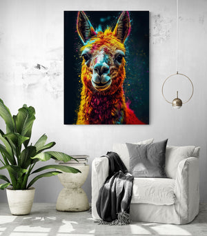Realistic Lama Canvas, vibrant colors, intricate details, unique decor.