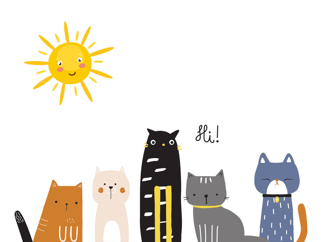 Five Cats Canvas Wall Art – Childlike Curiosity
