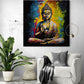 Buddha méditant, couleurs vives, énergie positive, sérénité