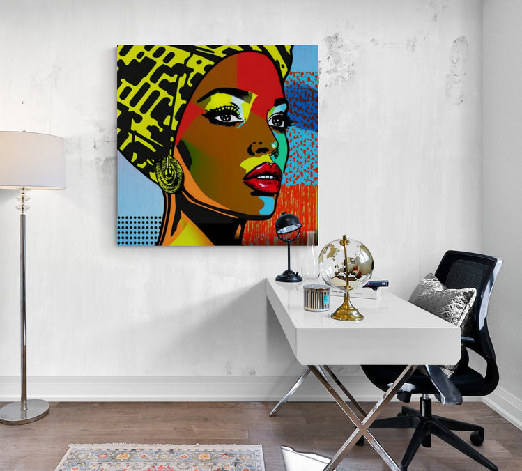 tableau déco bureau professionnel pop art femme noire 