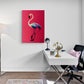 Tableau decoration flamant rose, peinture minimaliste pour bureau