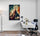 Paris Eiffel Tower canvas painting, low-angle view with blue, white and red tricolor sky