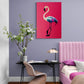 Tableau toile flamant rose, peinture minimaliste pour chambre
